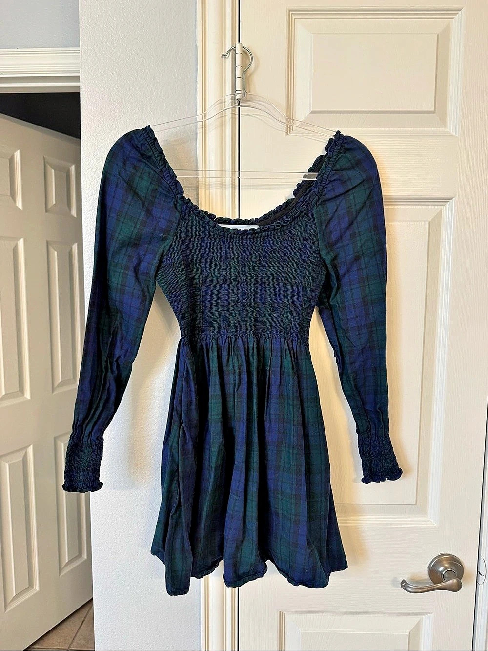 Hill House Home The Mini Nap Dress Blue & Green Tartan XS